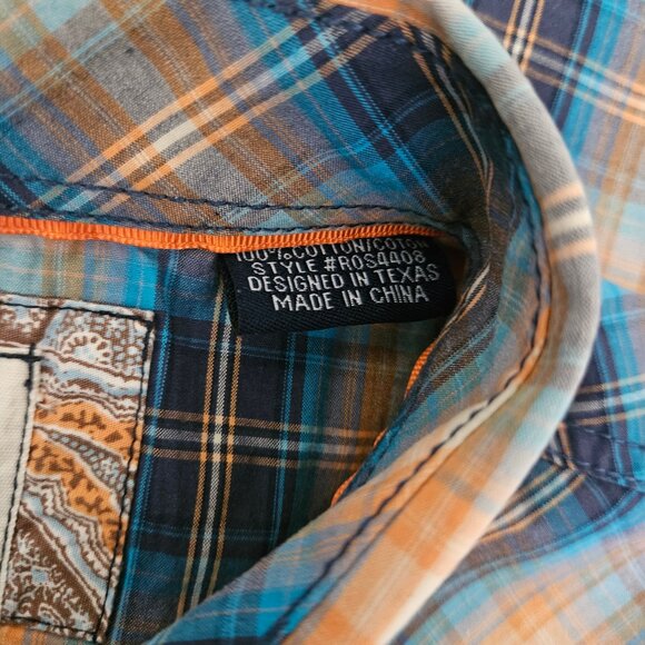 Rough Stock Mens long sleeve Button up long sleeve Casual Plaid Shirt size M - Picture 4 of 7